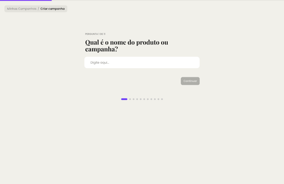 Criar campanha na plataforma de UGC